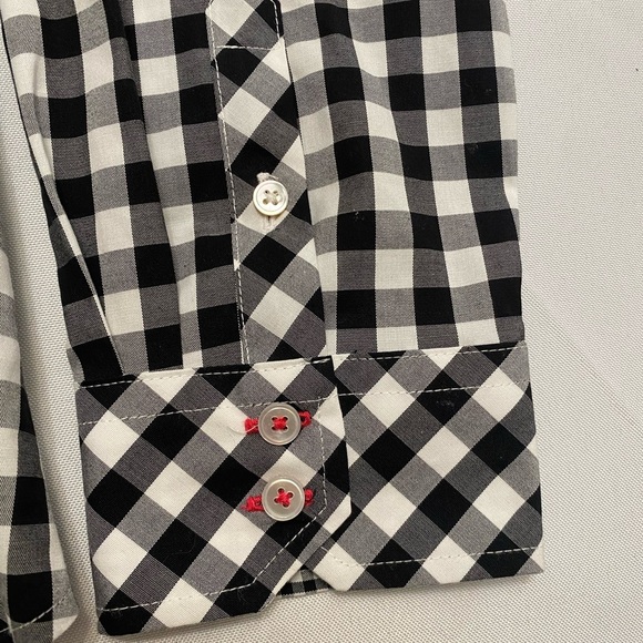 Talbots Black and White Gingham button down shirt Size 12 petite - Picture 12 of 13